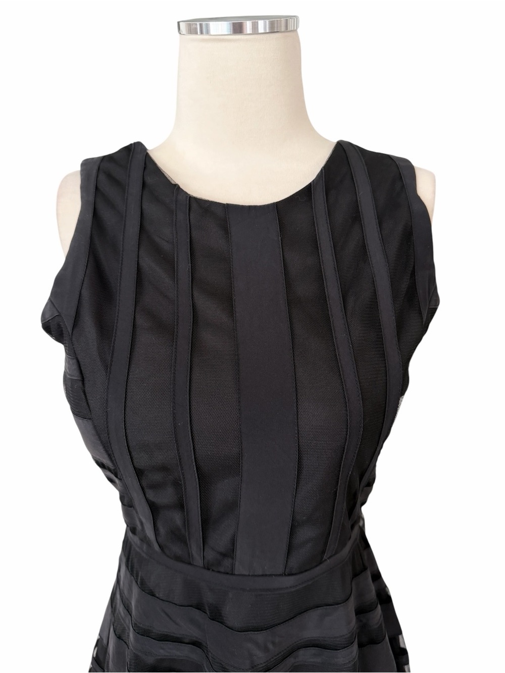 PARKER Black striped Fit & Flare Mini Dress Sz S